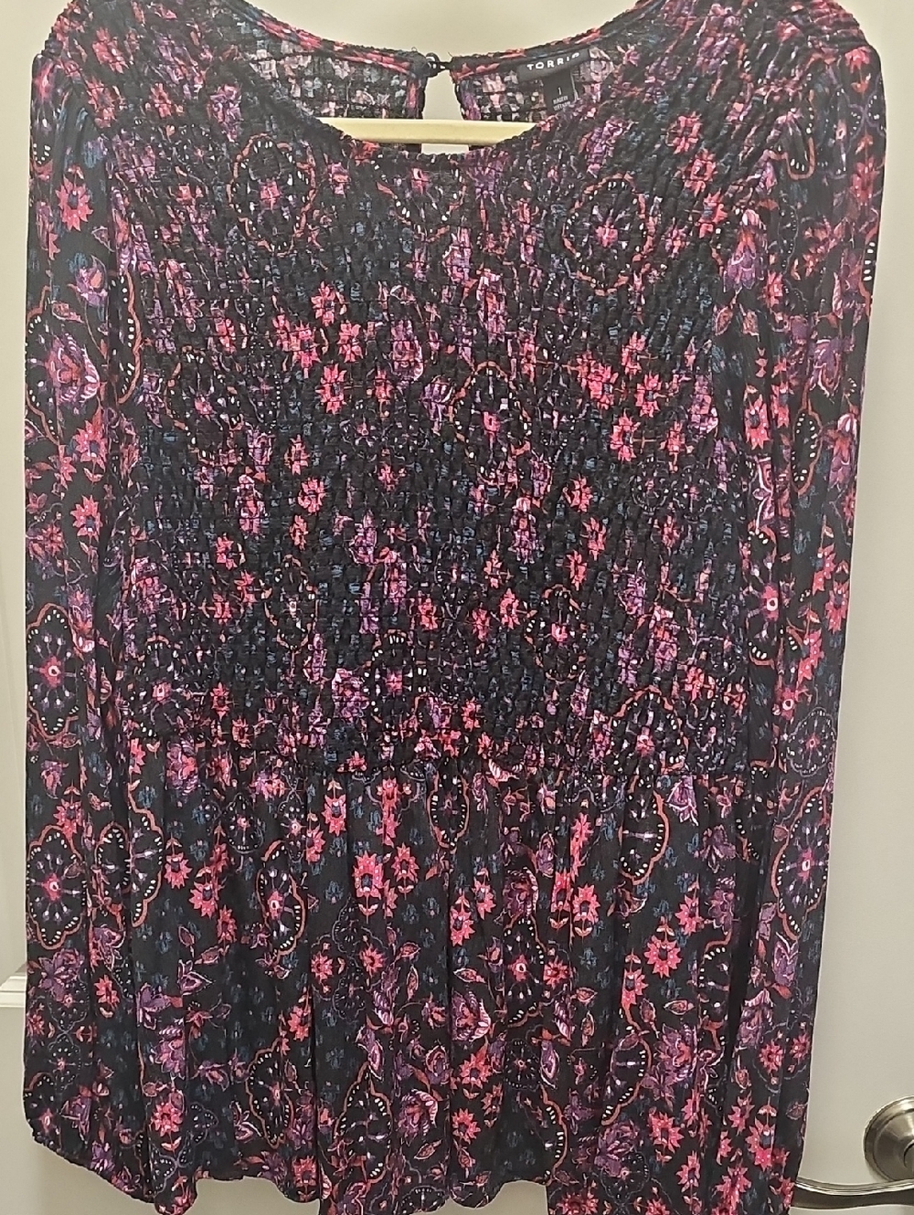 torrid Black Top with Pink & Purple Floral Print